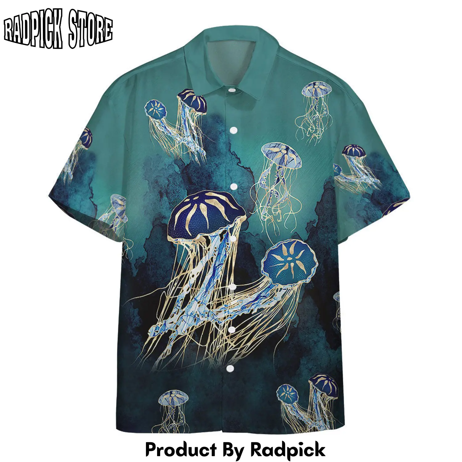 Radpick 3d metallic jellyfish custom hawaii shirt rp292557